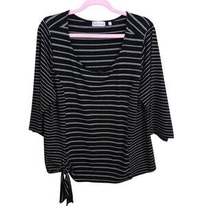 Habitat Black White Striped Lagonlook Relaxed Fit Scoop Neck Jersey Size XL